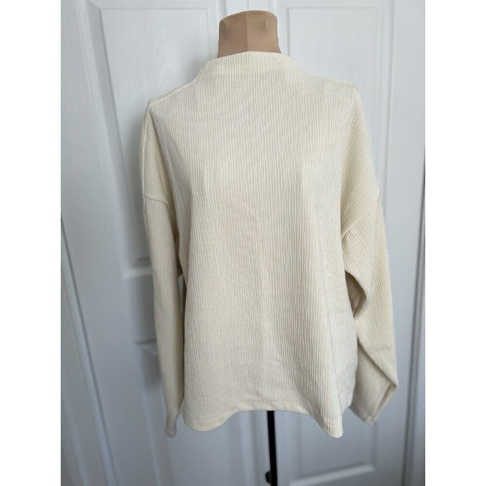 Madewell Jacquard Stripe Funnel Neck Long-Sleeve Sweater Antique Cream Size XS - Picture 5 of 11